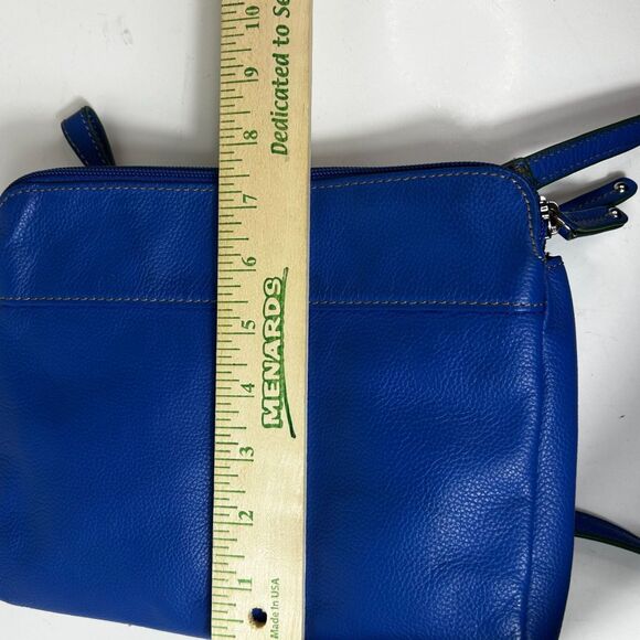 Tignanello Functionista Bright Blue Pebble Leather Organizer Crossbody Bag - Picture 14 of 15